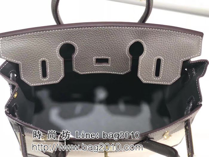 愛馬仕Hermes原版帆布配原版皮鉑金包 時尚手提包 0AM1105